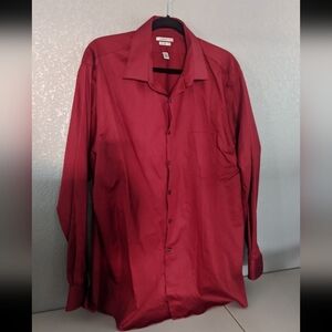 Men's Burgundy Red Button Up Long Sleeve Shirt Businesscasual Holiday Party